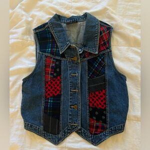 Tbh 90s denim patchwork vest M